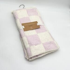 Chickpea Pink & White Checkered Chenille Baby Blanket Chick Pea NEW